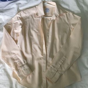 Brooks Brothers Fitted White and Yellow Gingham Shirt
